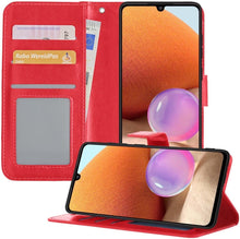 Samsung A32 4G Hoesje Bookcase Cover met Kaarthouder - Rood