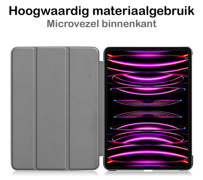 iPad Pro 2022 (12.9 inch) Trifold Bookcase Hoes - Zwart
