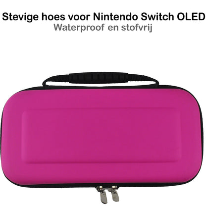 Nintendo Switch OLED Hard Cover Hoes met Spellen ruimte -Roze