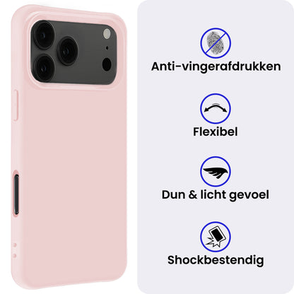 iPhone 17 Pro Max Hoesje Siliconen Backcover Lichtgewicht - Lichtroze
