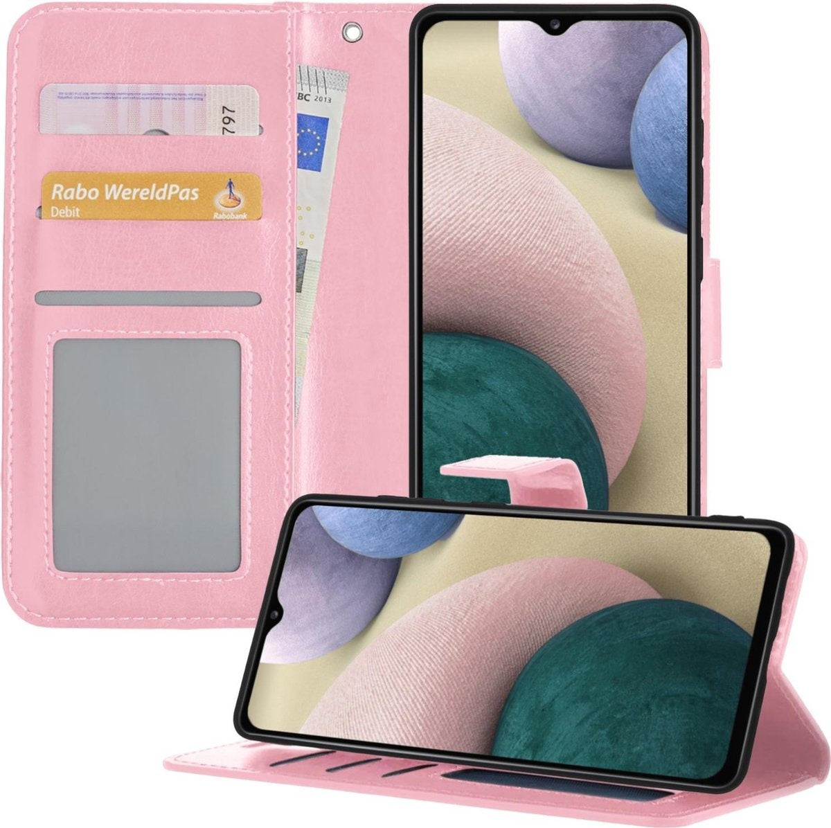 Samsung A12 Hoesje Book Case Kunstleer - Lichtroze