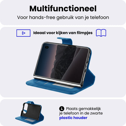 iPhone Duo Hoesje Bookcase Cover met Kaarthouder - Donkerblauw