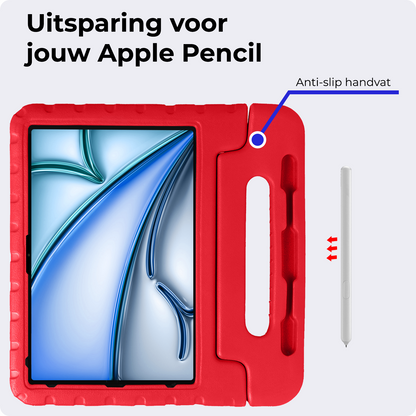 iPad Air 2024 / 2025 (13 inch) Kinderhoes Shockabsorberend Foam - Rood