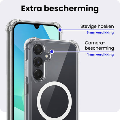 Samsung A16 Hoesje Geschikt voor Magsafe Backcover Shockproof - Transparant