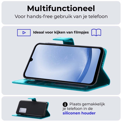 Samsung A25 Hoesje Bookcase Cover met Kaarthouder - Turquoise