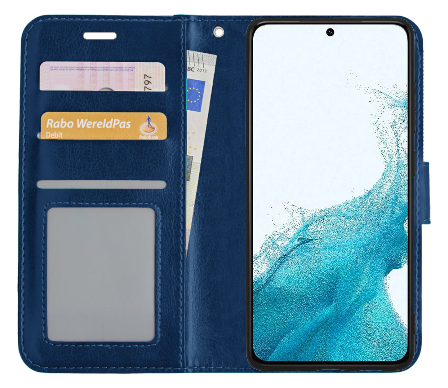 Samsung S22 Ultra Hoesje Book Case Kunstleer - Donkerblauw