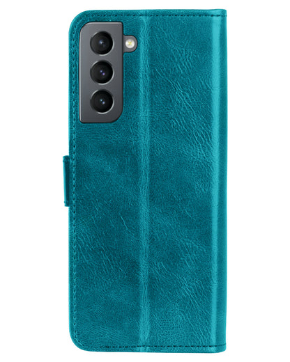 Samsung S22 Hoesje Bookcase Cover met Kaarthouder - Turquoise