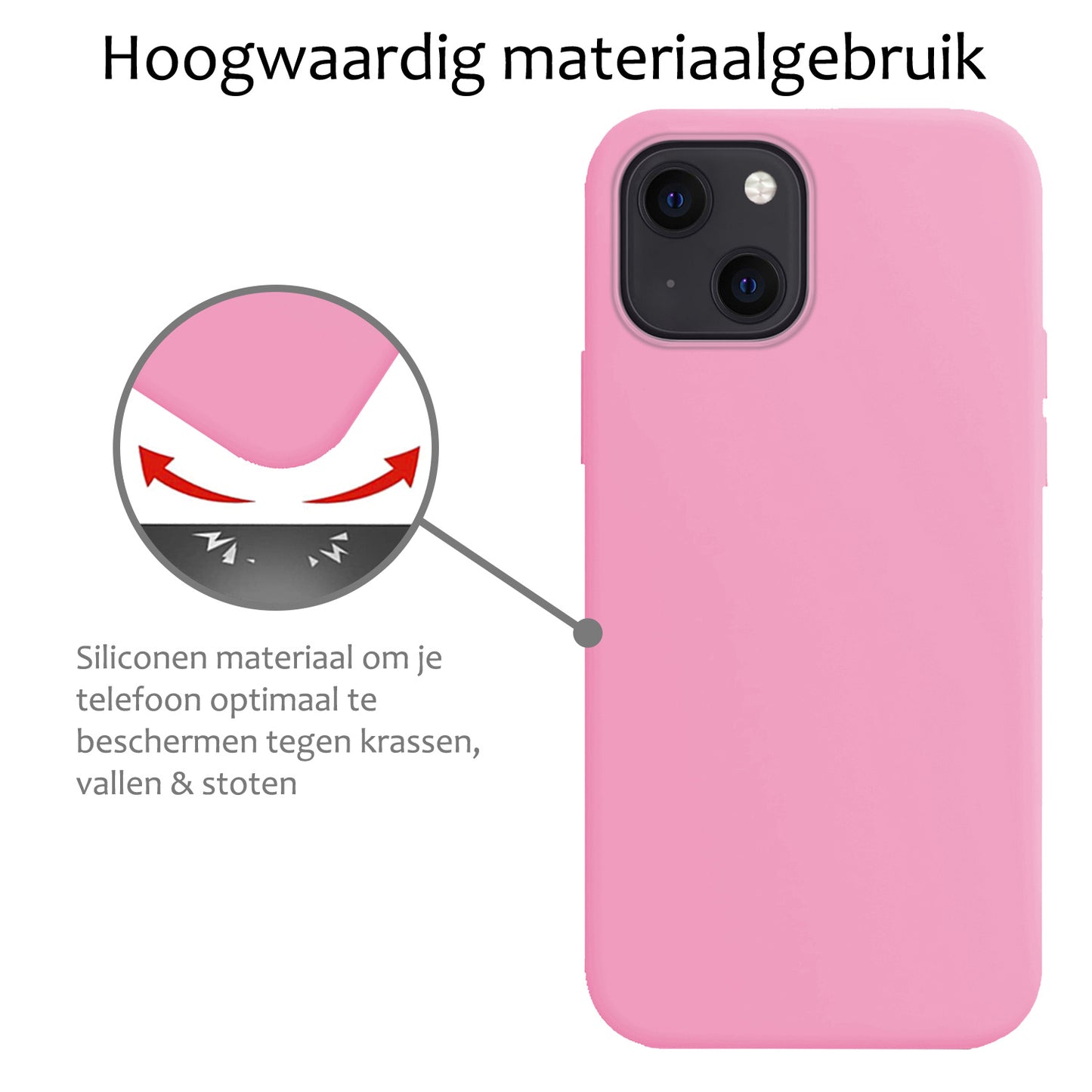 iPhone 15 Plus Hoesje Siliconen - Lichtroze