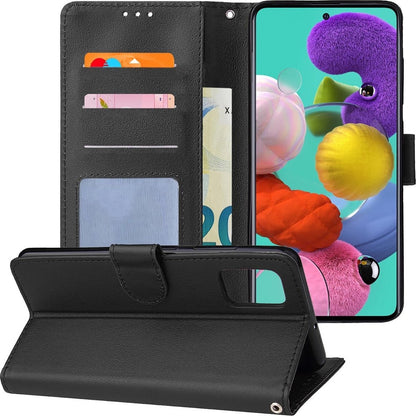 Samsung A51 Hoesje Bookcase Cover met Kaarthouder - Zwart
