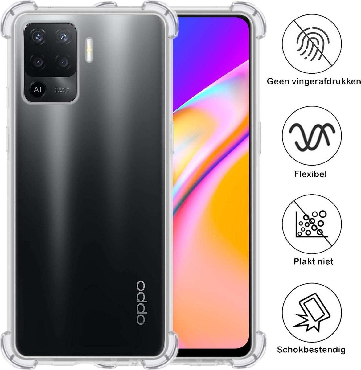 OPPO A94 Hoesje Shock Proof Siliconen - Transparant