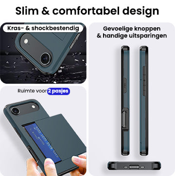 iPhone Air Hoesje Kaarthouder Hard Case Shockproof - Donkerblauw