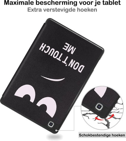 Samsung Galaxy Tab S6 Lite Trifold Bookcase Hoes met Penhouder voor S Pen - Don't Touch Me