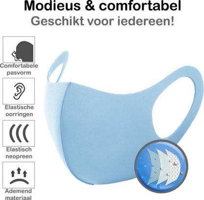 Mondkapje Wasbaar Blauw Mondmasker Wasbaar Mondkapje Wasbare Mondkapjes Niet Medisch Elastisch Universeel