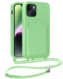 iPhone 13 Hoesje Met Telefoonkoord en Pasjeshouder Siliconen - Groen