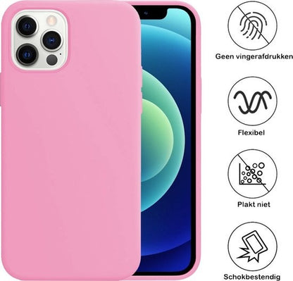 iPhone 12 Pro Hoesje Siliconen Backcover Lichtgewicht - Lichtroze