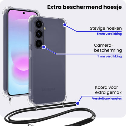 Samsung A37 Hoesje met Koord Backcover Shockproof - Transparant