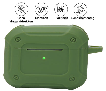 AirPods 3 Hoesje Shock Proof Case Siliconen met Clip - Groen