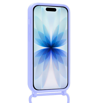 iPhone 17 Hoesje Met Telefoonkoord en Pasjeshouder Siliconen - Lila