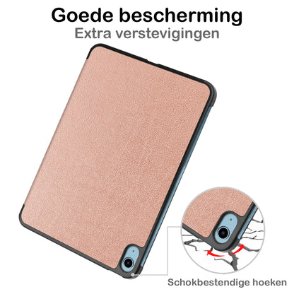 iPad 2022 / 2025 (A16 ) Trifold Bookcase Hoes - Rosé goud