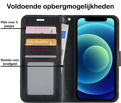 iPhone 12 Pro Max Hoesje Bookcase Cover Uitneembaar - Zwart