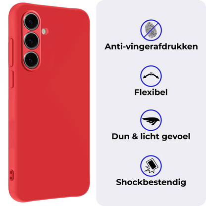 Samsung S24 FE Hoesje Siliconen Backcover Lichtgewicht - Rood
