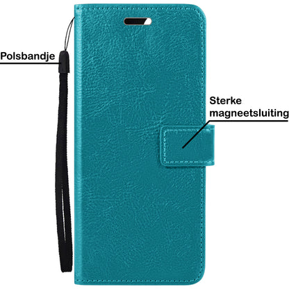 OPPO A16s Hoesje Bookcase Cover met Kaarthouder - Turquoise
