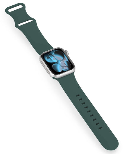 Apple Watch 1, 2, 3, 4, 5, 6, 7, 8, 9, 10, 11, SE - 42/44/45/46 mm Bandje Siliconen met verstelbare polsband - Donkergroen