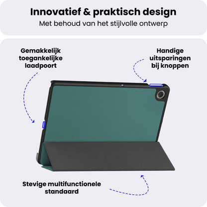Lenovo Tab 10.1 Trifold Bookcase Hoes - Donkergroen
