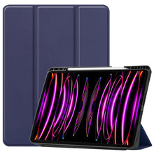 iPad Pro 2022 (12.9 inch) Trifold Bookcase Hoes met Penhouder voor Apple Pen - Donkerblauw
