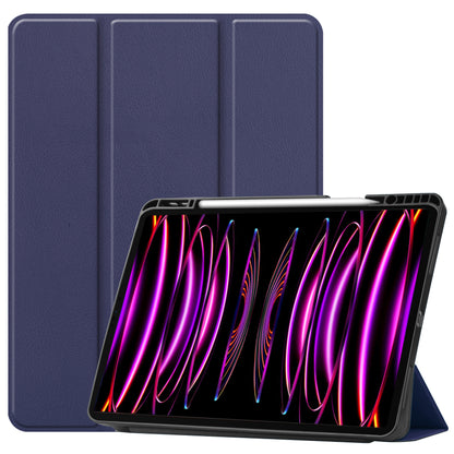 iPad Pro 2022 (12.9 inch) Trifold Bookcase Hoes met Penhouder voor Apple Pen - Donkerblauw