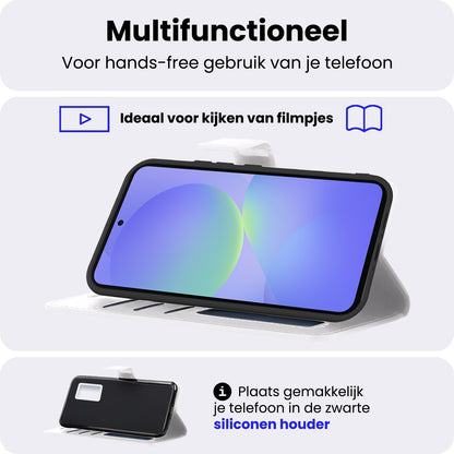 Samsung A36 Hoesje Bookcase Cover met Kaarthouder - Wit