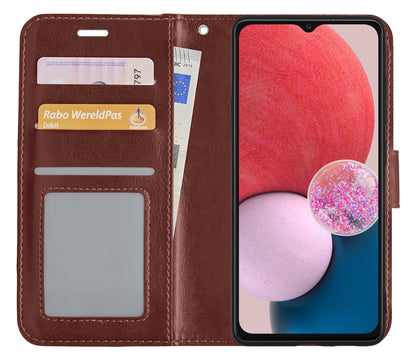 Samsung A13 4G Hoesje Bookcase Cover met Kaarthouder - Bruin