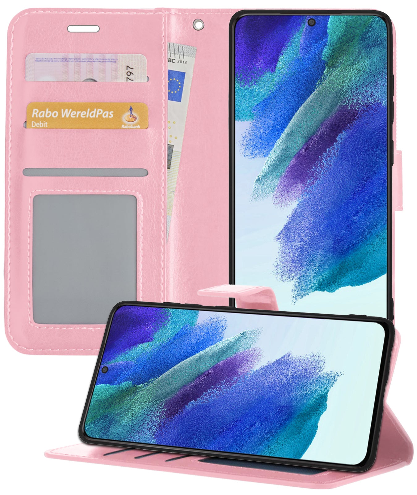 Samsung S21 FE Hoesje Book Case Kunstleer - Lichtroze