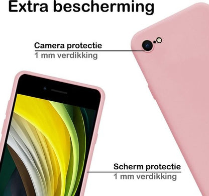 iPhone SE 2020 Hoesje Siliconen Backcover Lichtgewicht - Lichtroze