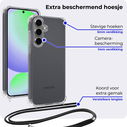Samsung S24 FE Hoesje met Koord Backcover Shockproof - Transparant
