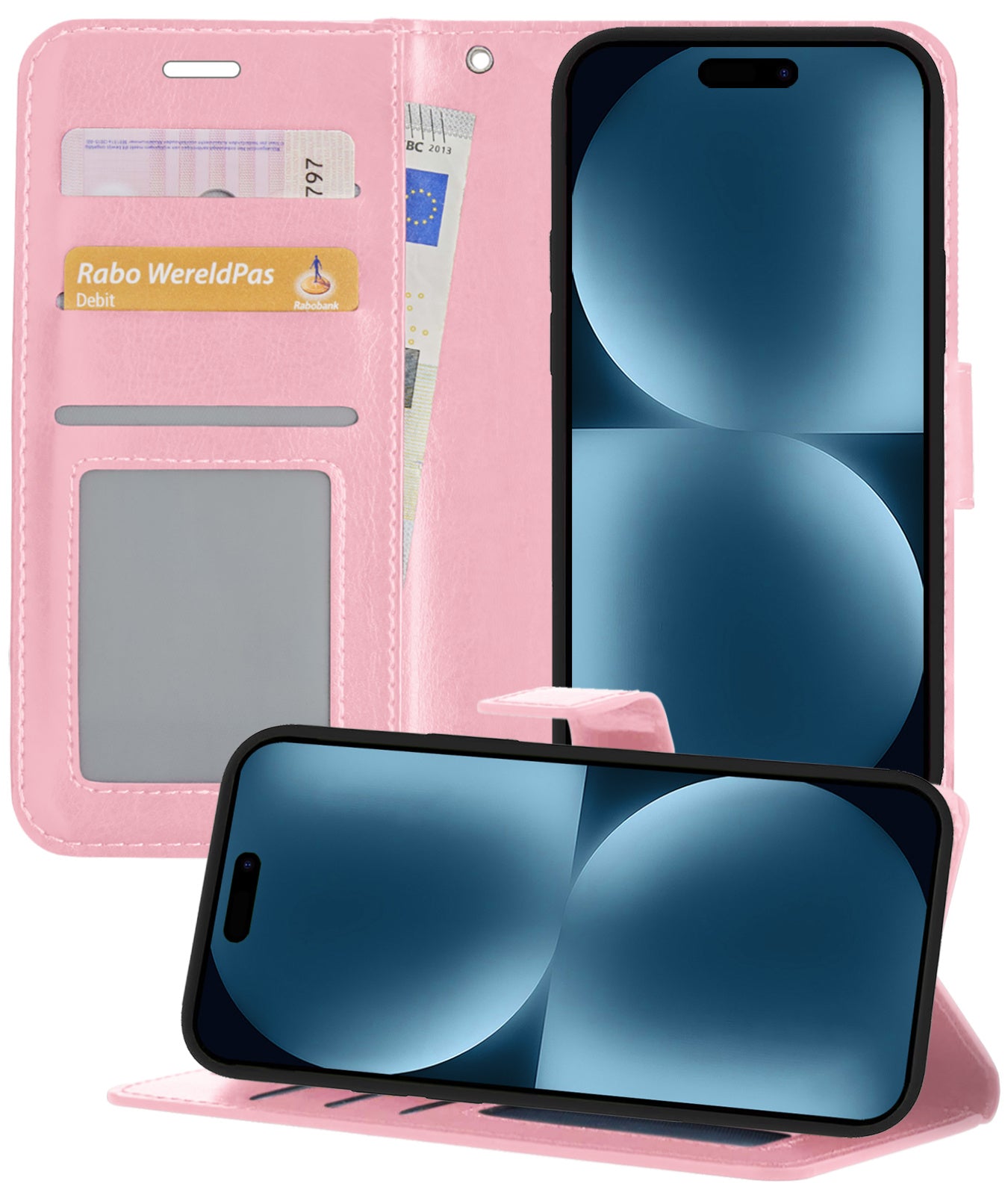 iPhone 15 Pro Max Hoesje Book Case Kunstleer - Lichtroze