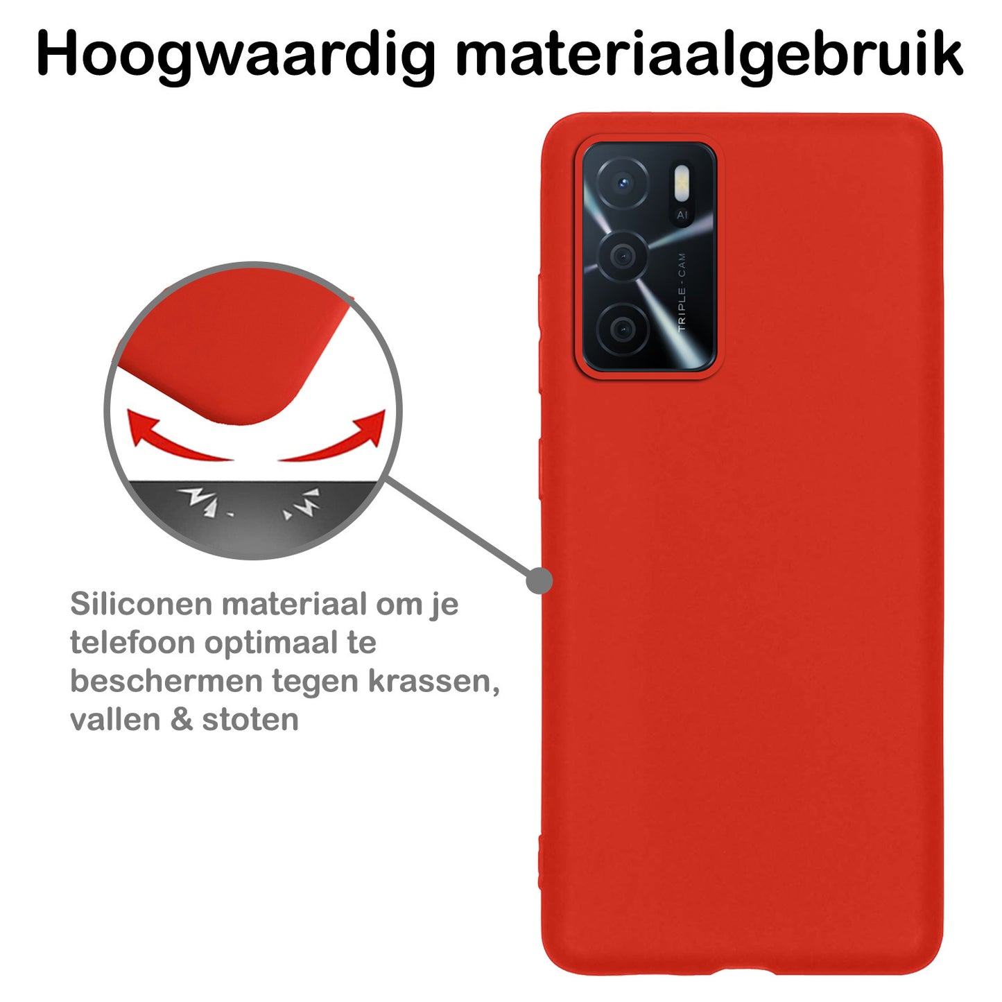 OPPO A16s Hoesje Siliconen - Rood