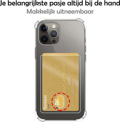 iPhone 12 Pro Max Hoesje Kaarthouder Backcover Shockproof - Transparant