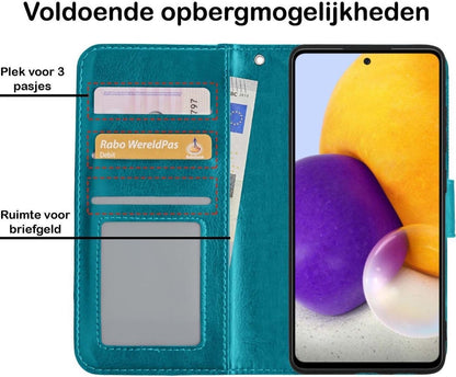 Samsung A72 5G Hoesje Bookcase Cover met Kaarthouder - Turquoise