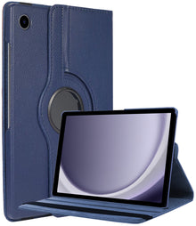 Samsung Galaxy Tab A9 Plus Trifold Bookcase Hoes 360 Graden Draaibaar - Donkerblauw