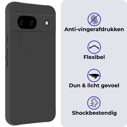 Google Pixel 8a Hoesje Siliconen Backcover Lichtgewicht - Zwart