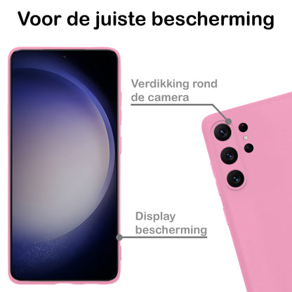 Samsung S23 Ultra Hoesje Siliconen Backcover Lichtgewicht - Roze