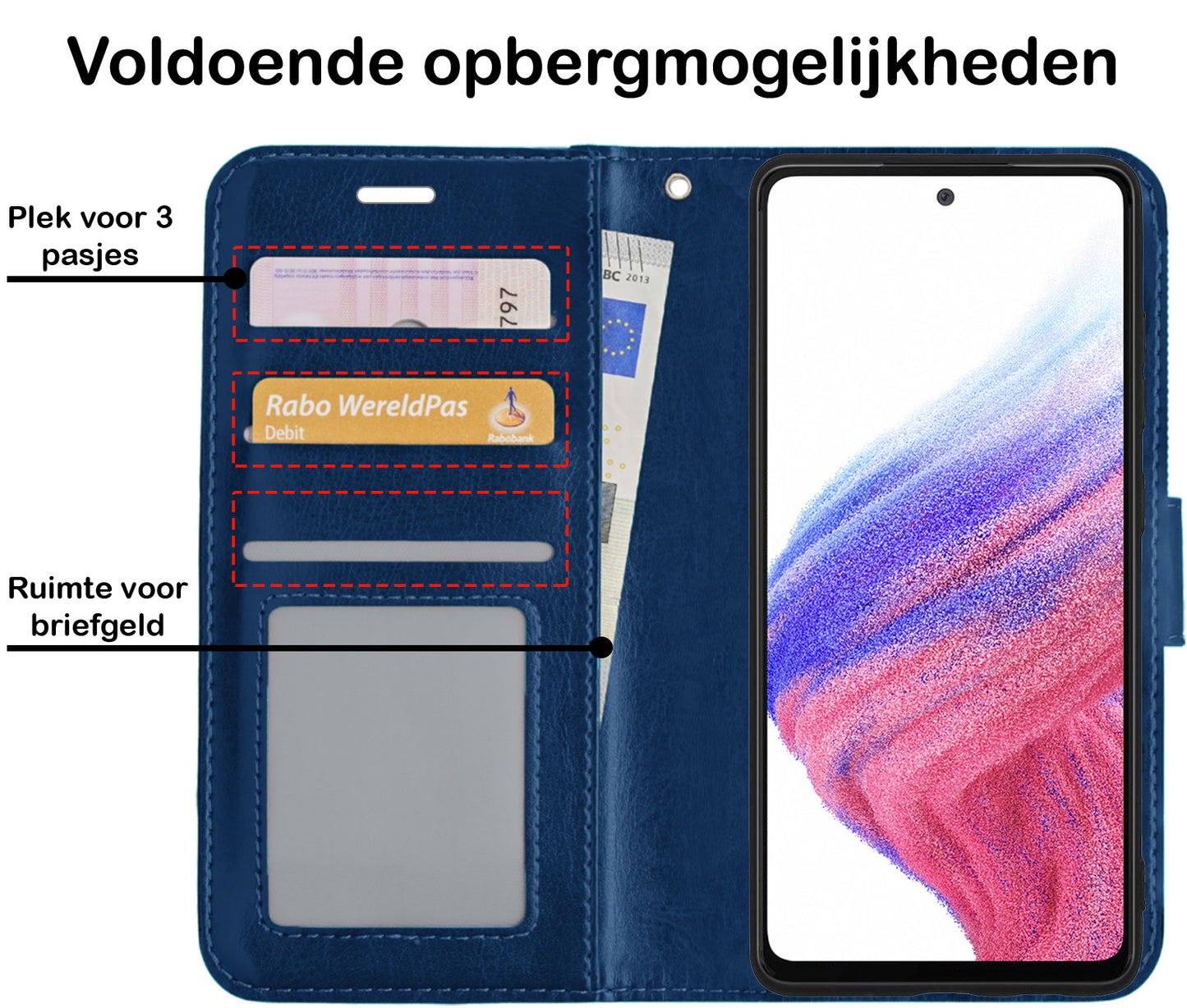 Samsung A53 Hoesje Book Case Kunstleer - Donkerblauw