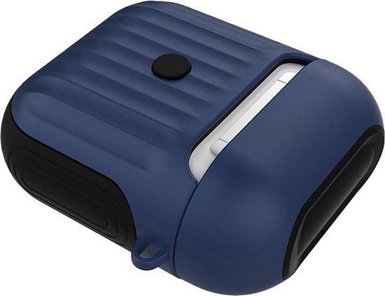 AirPods 1 Hoesje Hard Cover met Ribbels - Donkerblauw