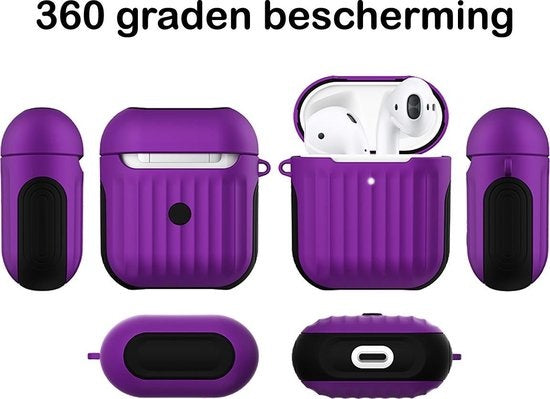 AirPods 1 Hoesje Hard Cover met Ribbels - Paars