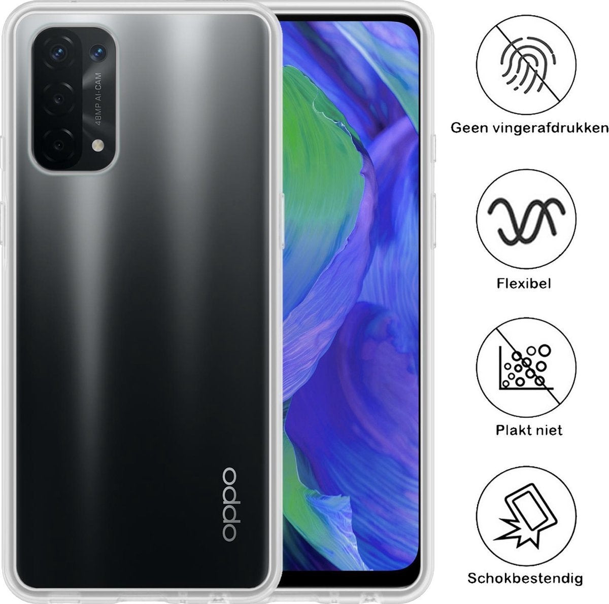 OPPO A54 5G Hoesje Siliconen - Transparant