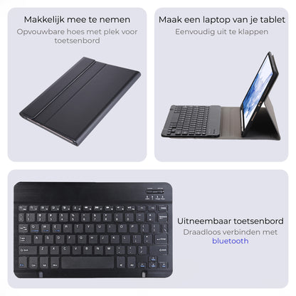 Samsung Galaxy Tab S10 Plus Toetsenbord Hoes met Uitneembaar toetsenbord - Zwart
