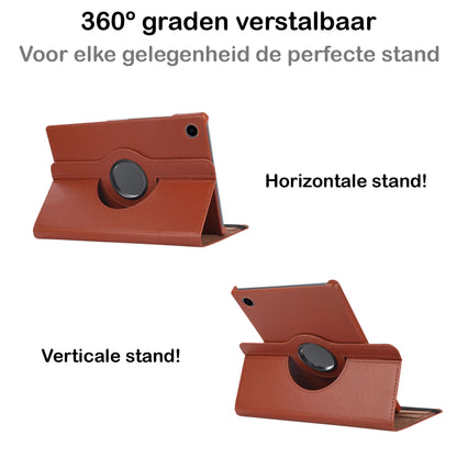 Samsung Galaxy Tab A8 Trifold Bookcase Hoes 360 Graden Draaibaar - Bruin