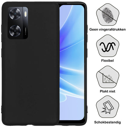 OPPO A57s Hoesje Siliconen Backcover Lichtgewicht - Zwart