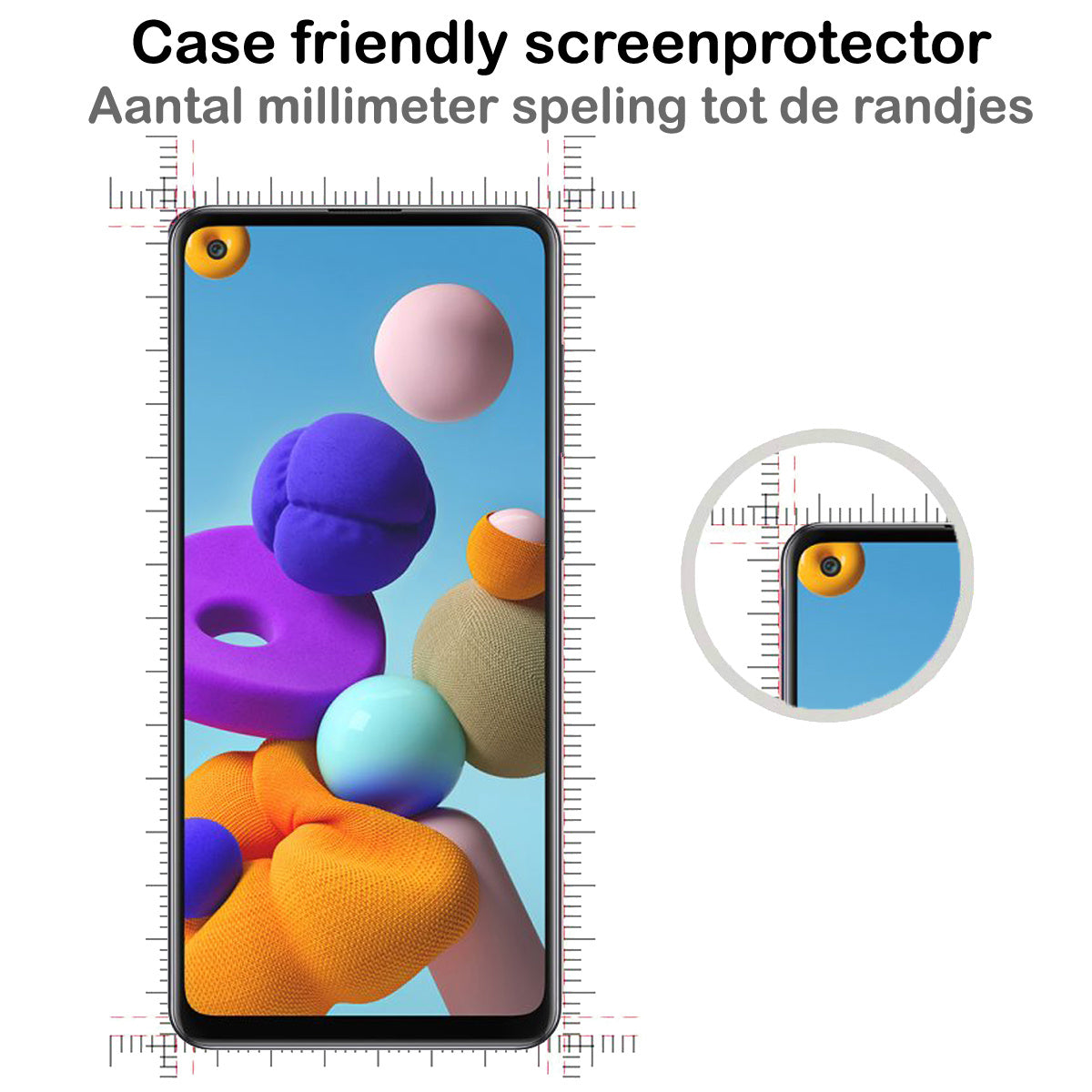 Samsung A21s Screenprotector Full Cover Tempered Glass